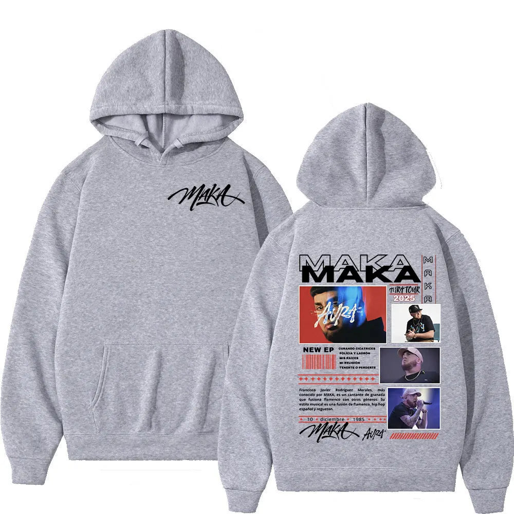 Rapper Maka Aura 2025 Tour Merch Hoodies Men's Women Fashion Hip Hop Hooded Sweatshirts Fans Gift Oversized Pullovers Streetwear