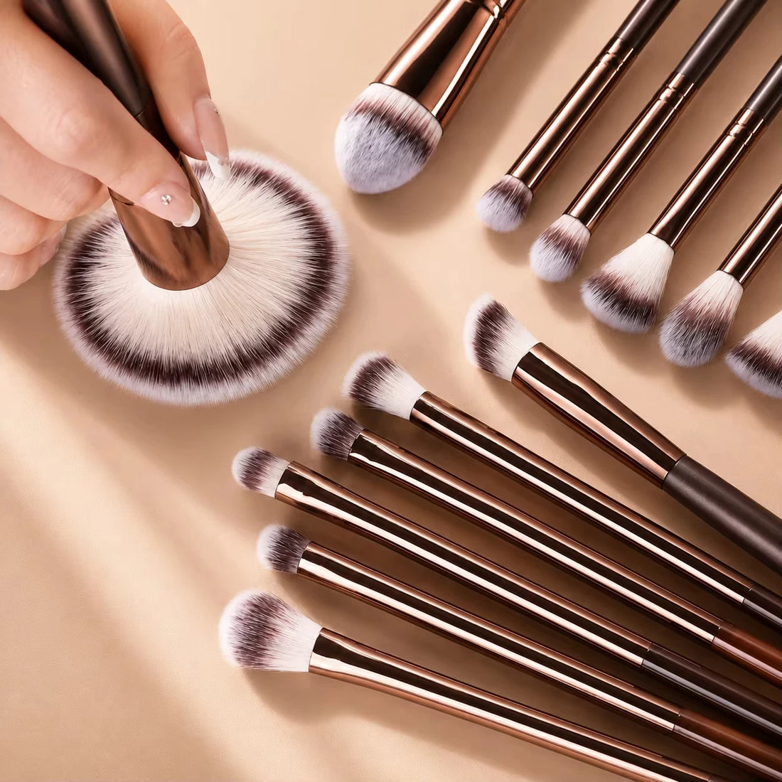 Professional Dual-Ended Makeup Brush Set with Foundation, Contour, Blush, Powder, Eyeshadow and Concealer Brushes, Soft Syntheti