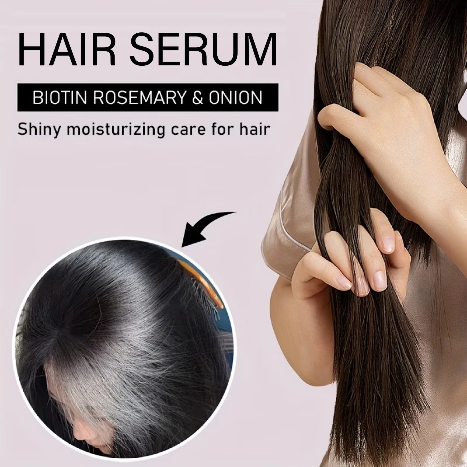 Biotin Hair Serum 30g with Rosemary & Onion Oil - Moisturizing Nourishing Essential Oil for Smooth, Supple & Healthy Hair