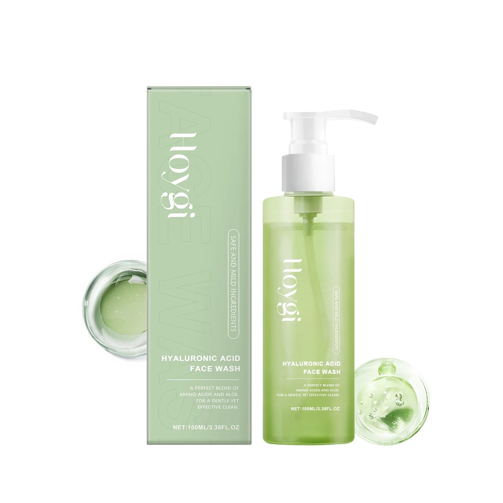 Hyaluronic Acid Facial Cleanser Exfoliating Whitening Skin Moisturizing Oil Control Deep Cleansing Pores Gel Face Wash Skincare Halalzen