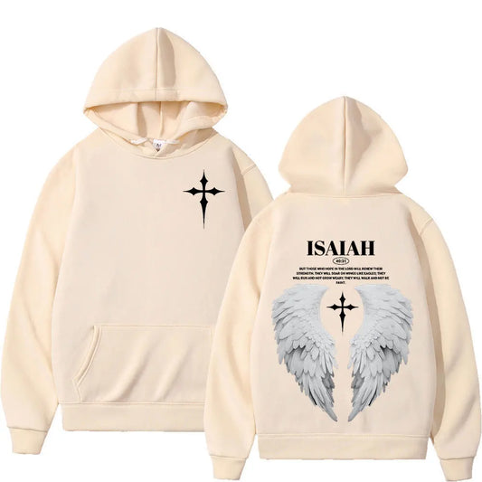 Aesthetic Christian Jesus Wing Bible Verse Hoodies Men Women Fashion Harajuku Oversized Sweatshirt Casual Loose Fleece Pullovers