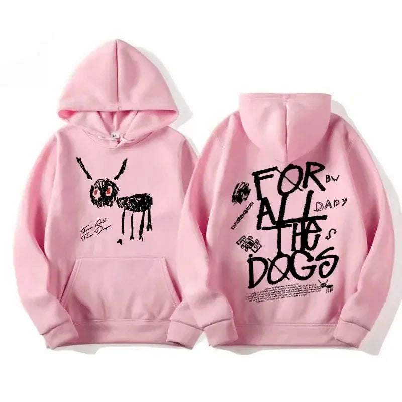 Men's fashion Hip Hop sweatshirt Vintage Streetwear sweatshirt hat all dog pattern printed hoodies from rapper Drake's new album