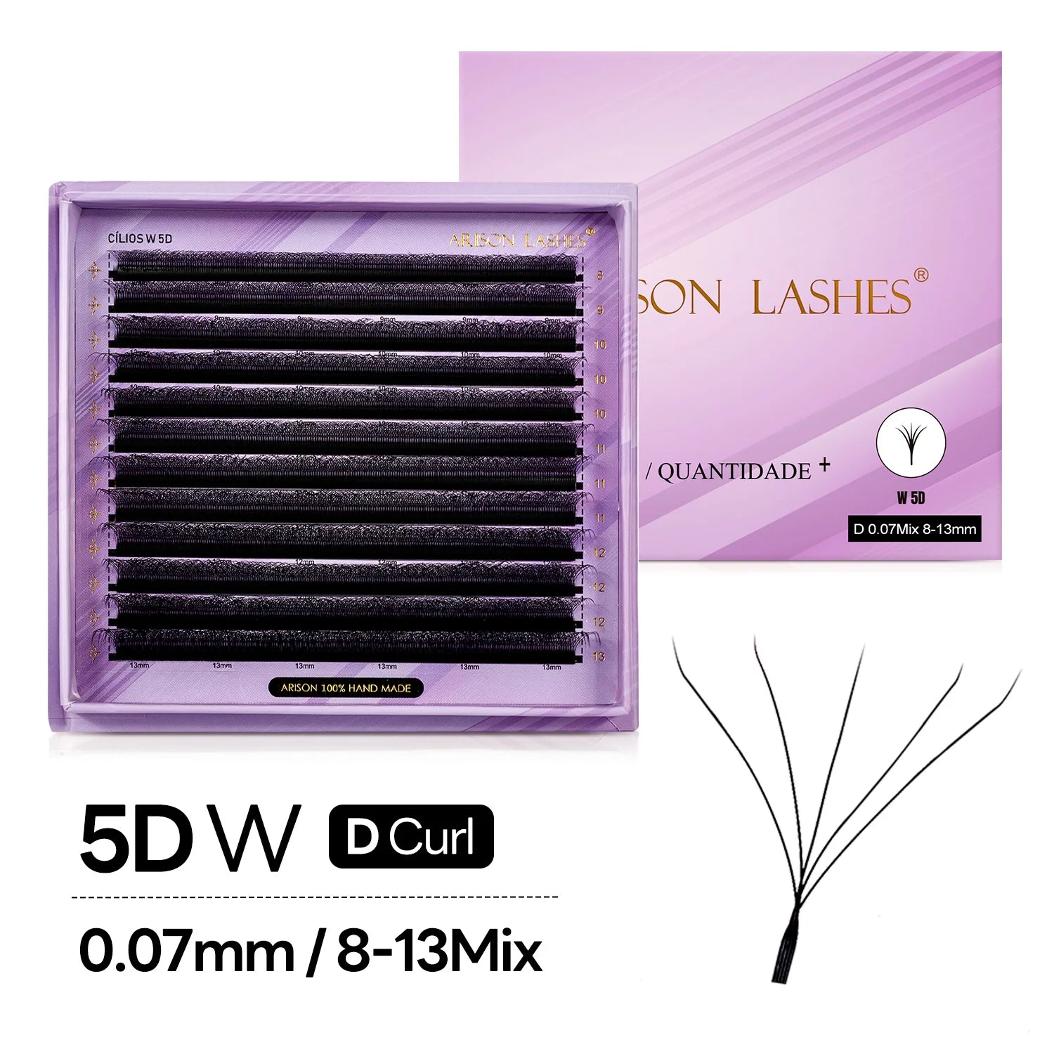ARISON Large Capacity 2 in 1 YY/3D/4D/5D W Lashes Premade Volume Fans Eyelashes Extension YY W-shape Eye Lashes Magnetic Carton