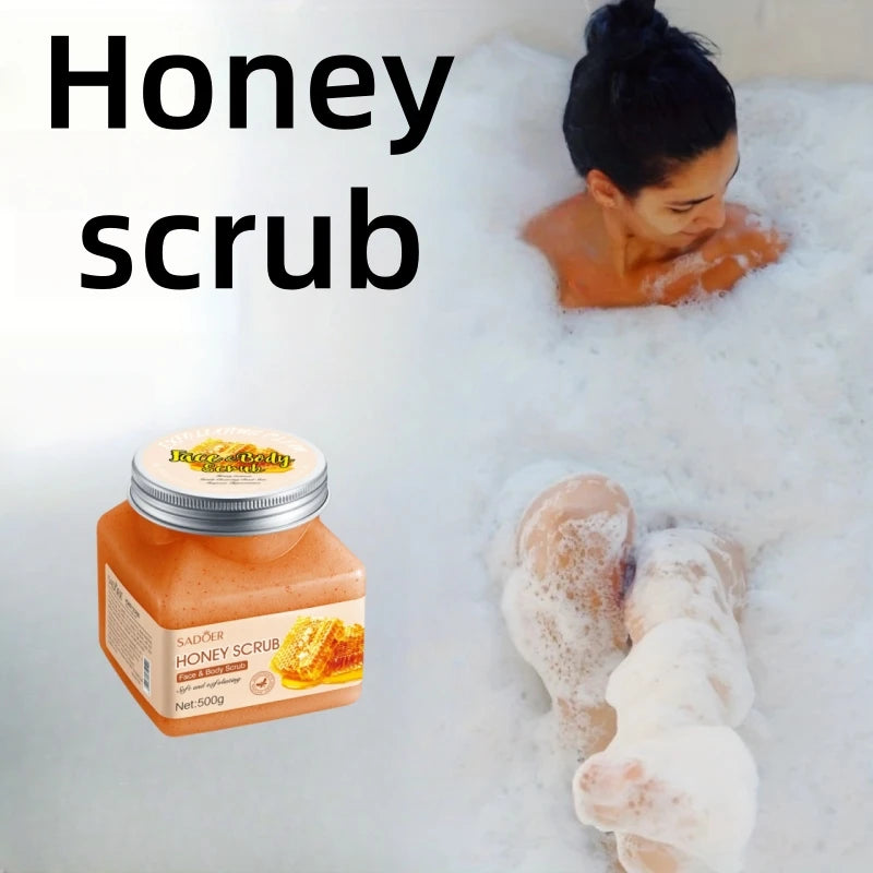 500g Honey Exfoliating and Cleansing Scrub, Rich in Honey Extract, with a Charming Aroma, Long-Lasting Fragrance, and an Ice Cream-Like Texture