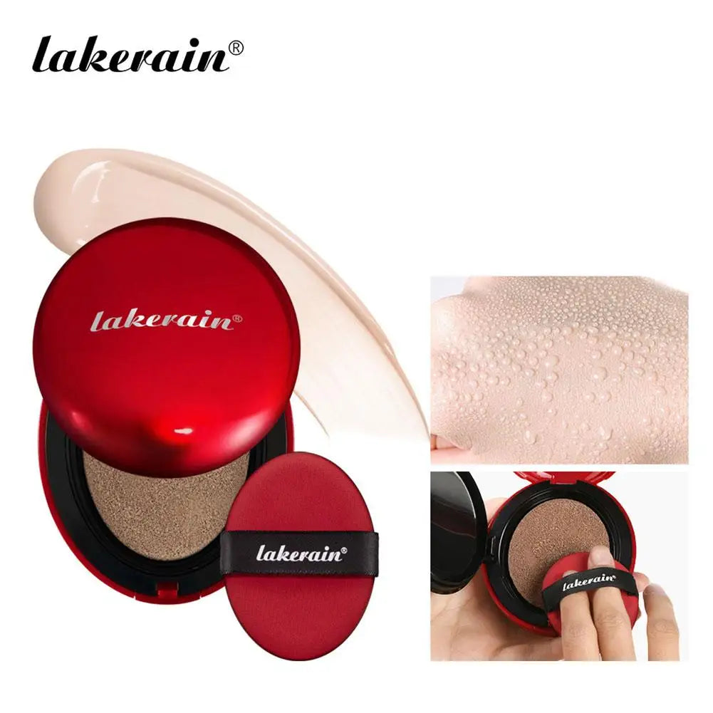 LAKERAIN 12 Color Air Cushion Foundation Red Shell Design Natural Coverage Formula Lightweight Breathable Makeup Base