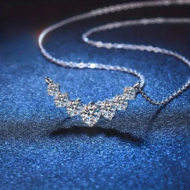 Princess Cut Cubic Zirconia Smile Necklace - Italian Waterproof Unisex Jewelry