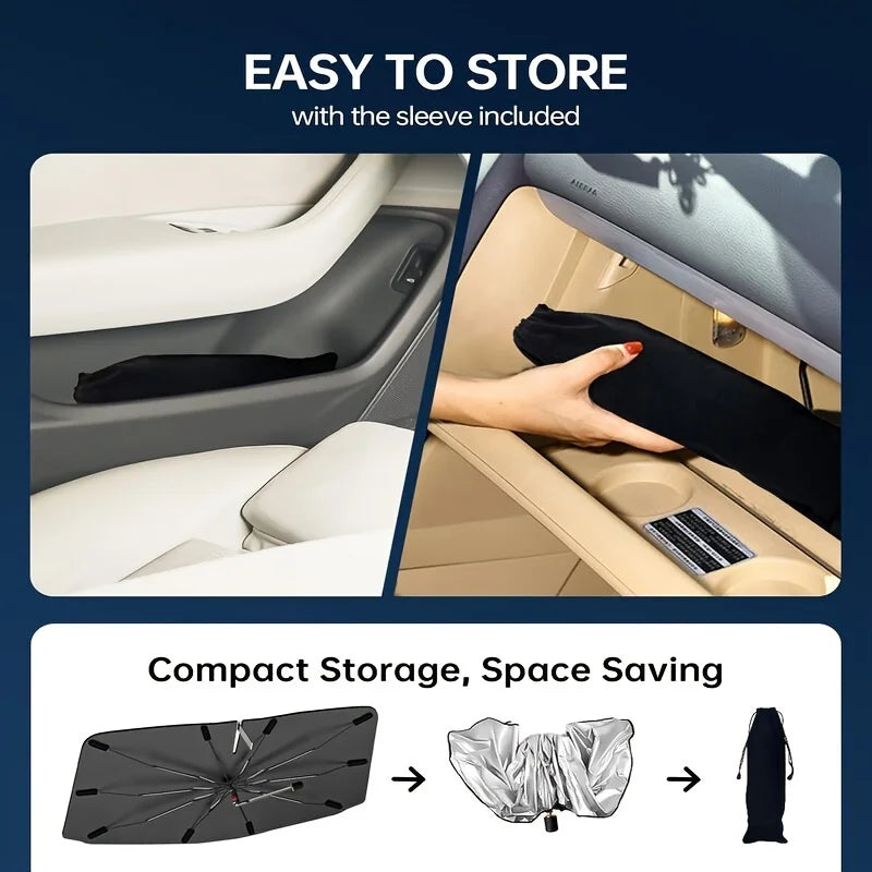 Car Umbrella Sunshade Windshield Front Cover Window Foldable Sun Shade Block Heat Portable Bent Parasol Auto Curved Model Shades