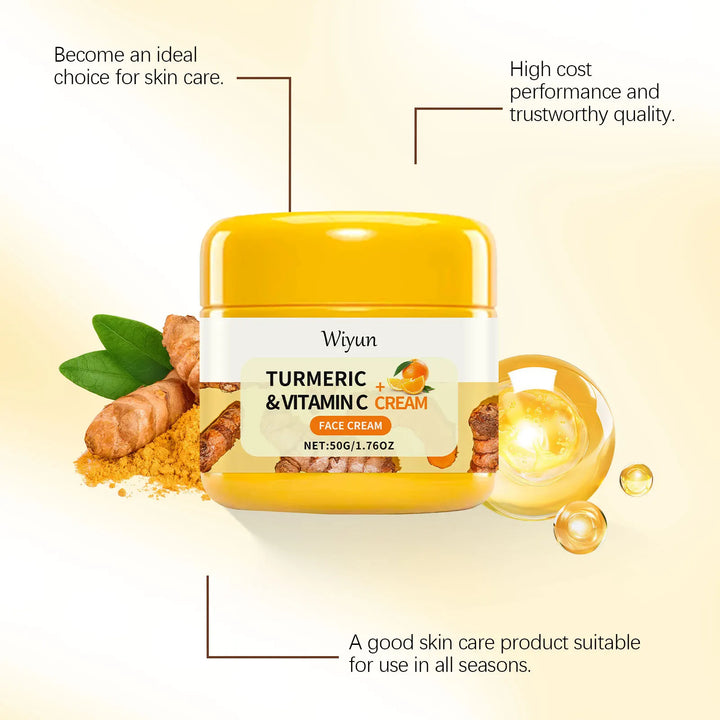 Turmeric Brightening Cream Fade Dark Spots Remove Pigmentation Smooth Fine Lines Lightening Lifting Moisturizing VC Facial Cream
