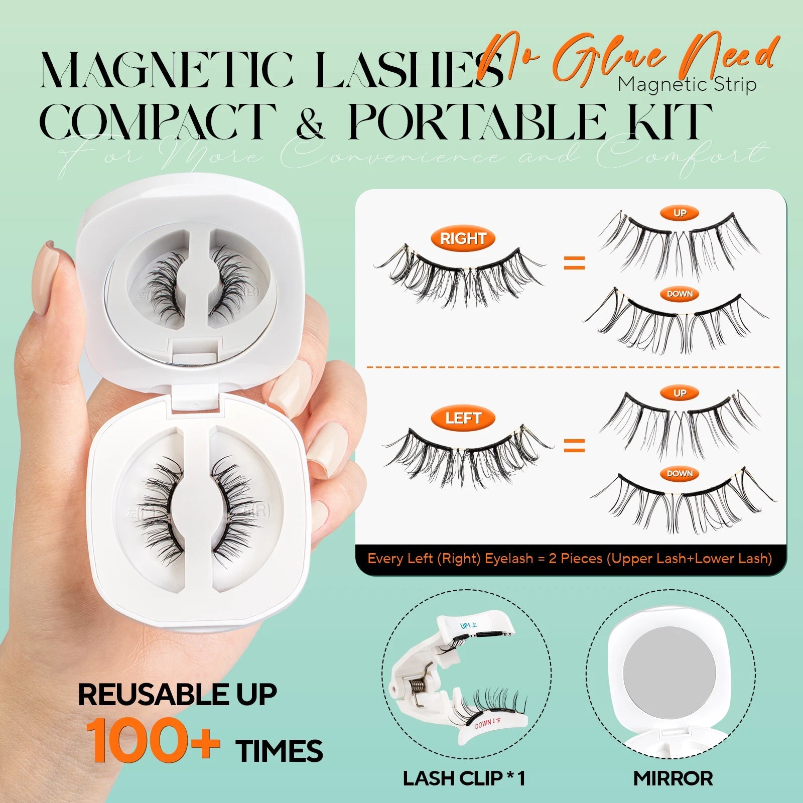 VYRILA Soft Magnetic Eyelashes No Glue Needed Reusable Natural Look 3D Lashes Easy Apply Soft Magnetic Lashes Kit for Eye Makeup Halalzen