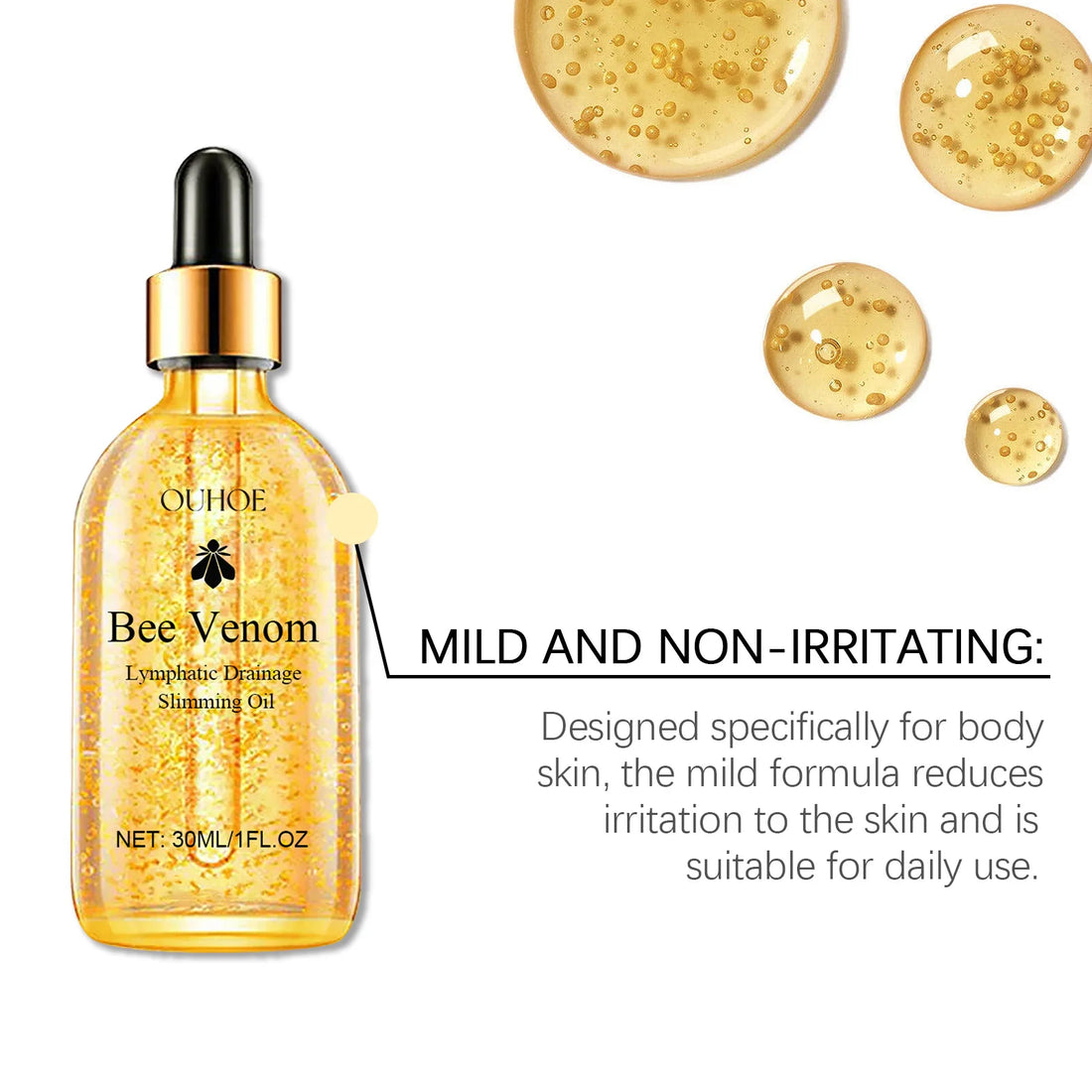 OUHOE 30ml Bee Venom Body Care Oil Massage to Tighten the Body Shape Slimming Show Body Abdominal Care Oil