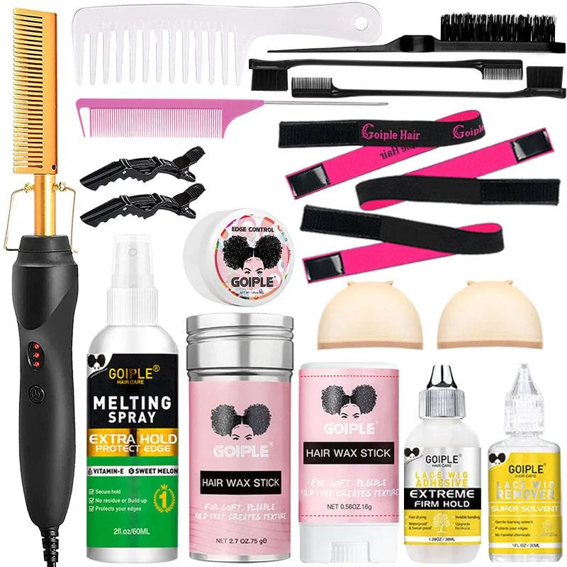 GOIPLE Electric Hot Comb Fast Heating Straightener Curling Iron Curler Brush Styling Tools for Hair Care Lace Wig Styling Set Halalzen