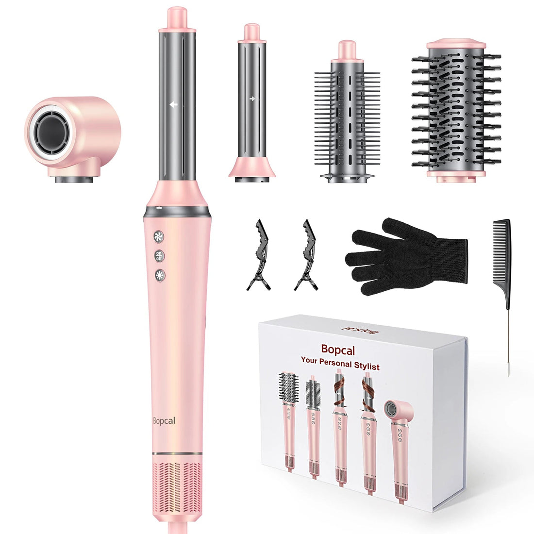 Bopcal 5 In 1 Hair Dryer Hot Air Comb Electric Hair Curling Iron 1200W High Speed Blower Multifunctional Styling Tools Hairdryer Halalzen