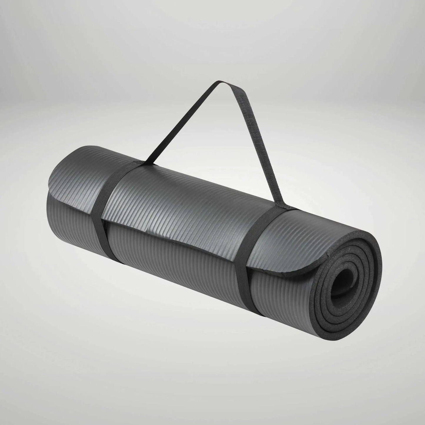 All-Purpose 12mm Thick Exercise Mat, 72x24 Inch NBR Foam, Non-Slip Yoga Mat with Carry Strap, for Home Gym, Fitness, Black