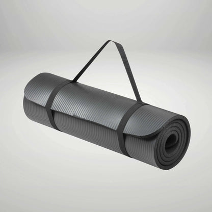 All-Purpose 12mm Thick Exercise Mat, 72x24 Inch NBR Foam, Non-Slip Yoga Mat with Carry Strap, for Home Gym, Fitness, Black