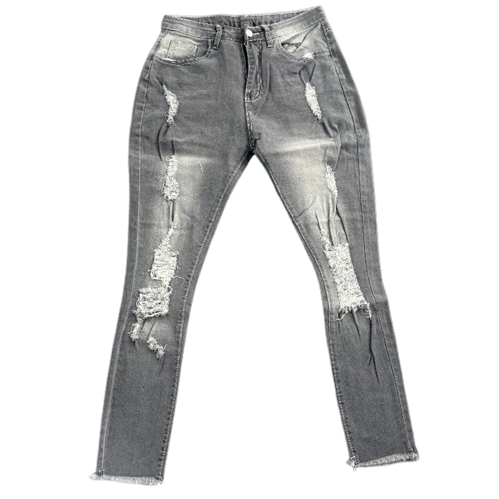 Ladies High Waist Skinny Jeans Stretch Ripped Denim Pants Distressed Cropped Trousers Casual Streetwear Fashion