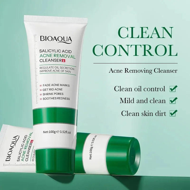 BIOAQUA Salicylic  Acid Facial Cleanser Acne Treatment Moisturizing Oil Control skincare Face Wash Foam Face Cleanser Skin Care Halalzen
