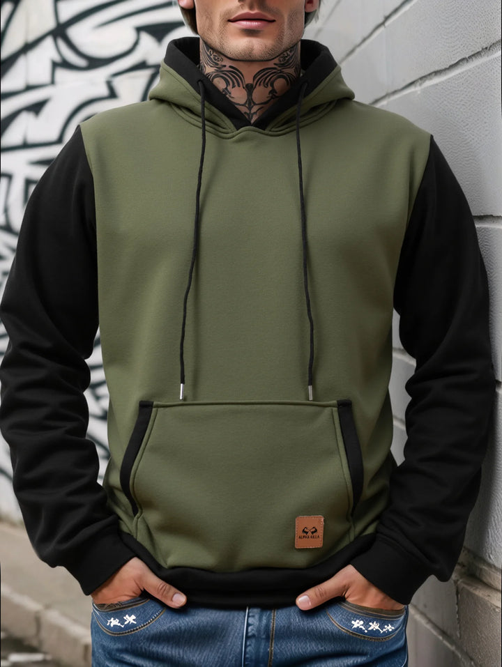 Fall/Winter Men's Loose Hooded Sweatshirt with Long Sleeves for Business Casual Wear, Fashionable Multi-Colored Shirt for Men