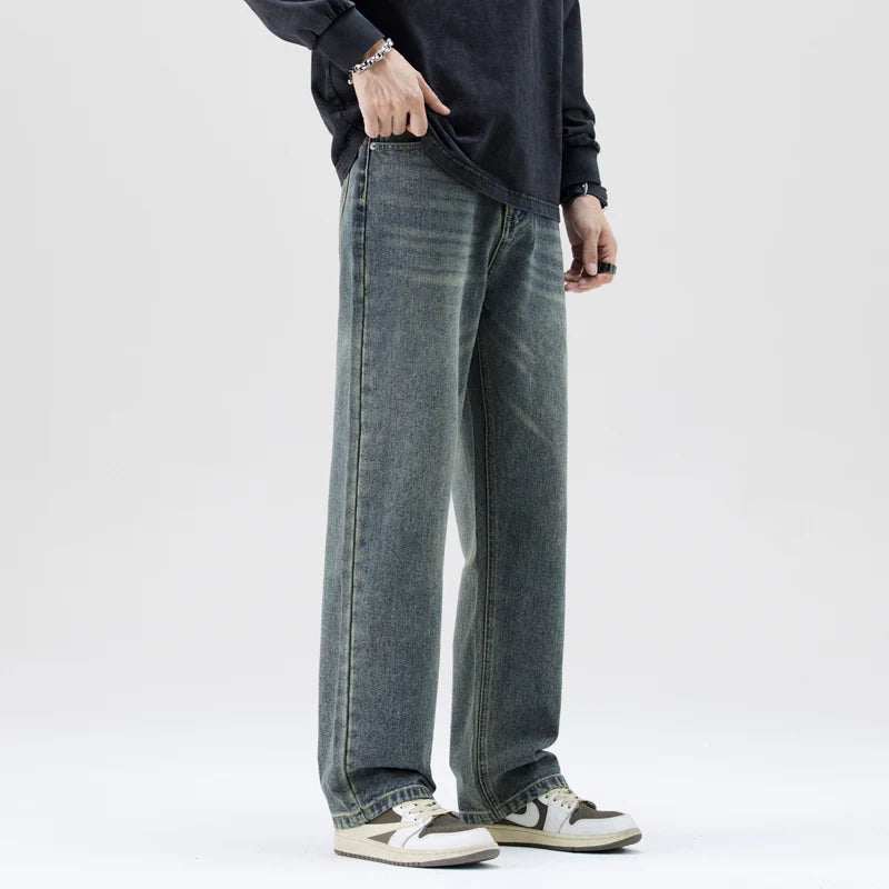 N Straight Leg Wide Leg Trend Comfortable Thin Loose Versatile Men 2025 Autumn and Winter New Jeans Men