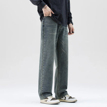 N Straight Leg Wide Leg Trend Comfortable Thin Loose Versatile Men 2025 Autumn and Winter New Jeans Men