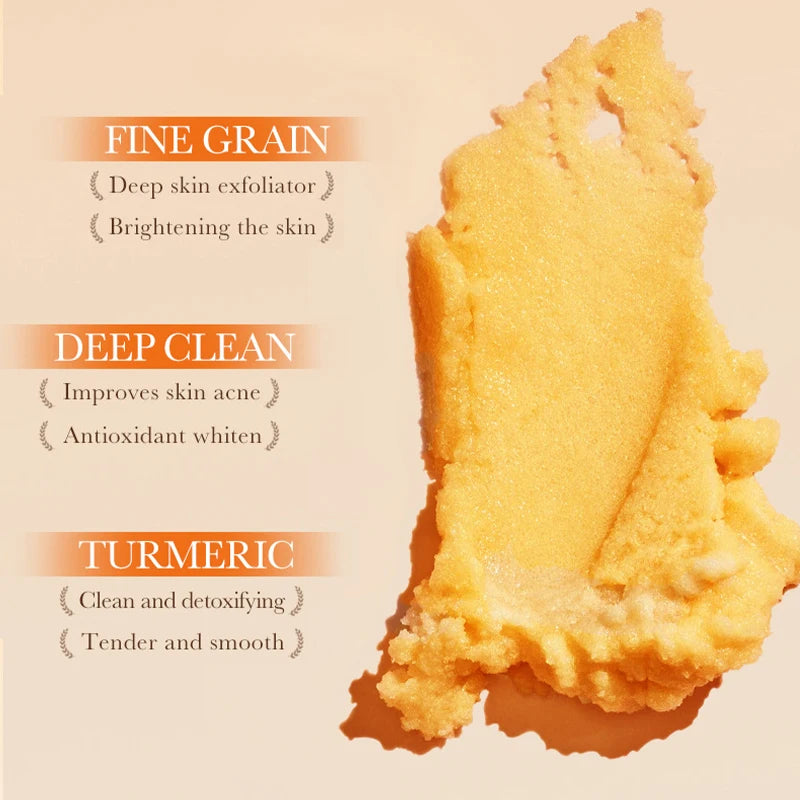 Amococo 2Pcs Turmeric Body Scrub Exfoliating Dead Skin Remover 280g Deep Cleansing Nourishing Smooth Skin