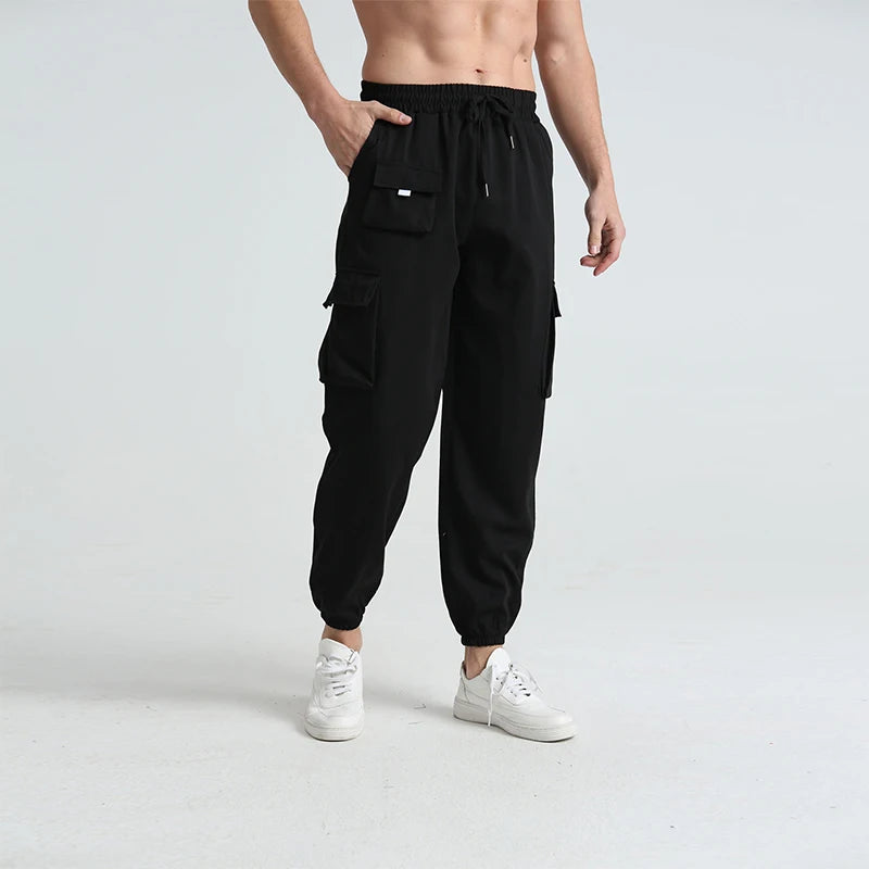 Men s Outdoor Hiking Cargo Pants Lightweight Quick Dry Breathable Trousers with Adjustable Waistband and Pockets