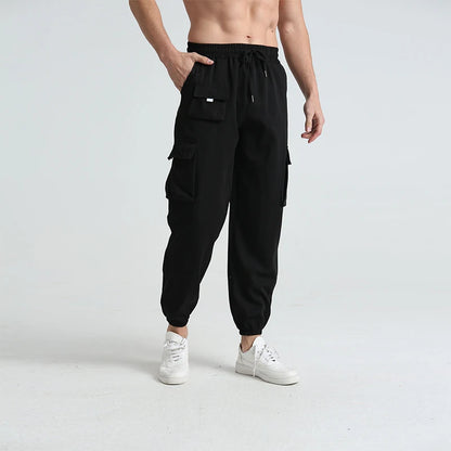 Men s Outdoor Hiking Cargo Pants Lightweight Quick Dry Breathable Trousers with Adjustable Waistband and Pockets