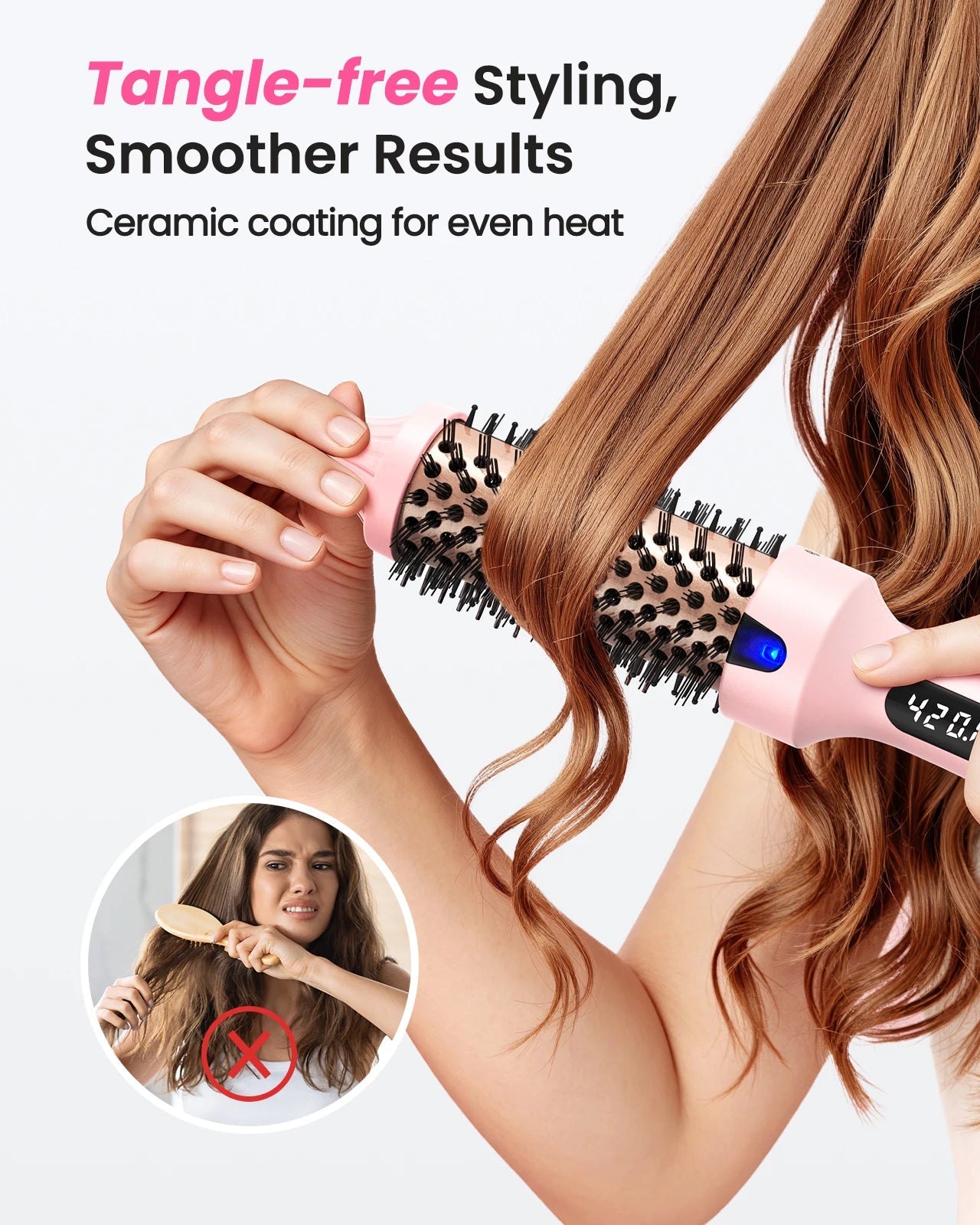 Thermal Brush Blowout Boost 1.5 inch Heated Round Brush for Blowout Look Dual Voltage Negative Ion Technology 6 Temperature Mode Halalzen