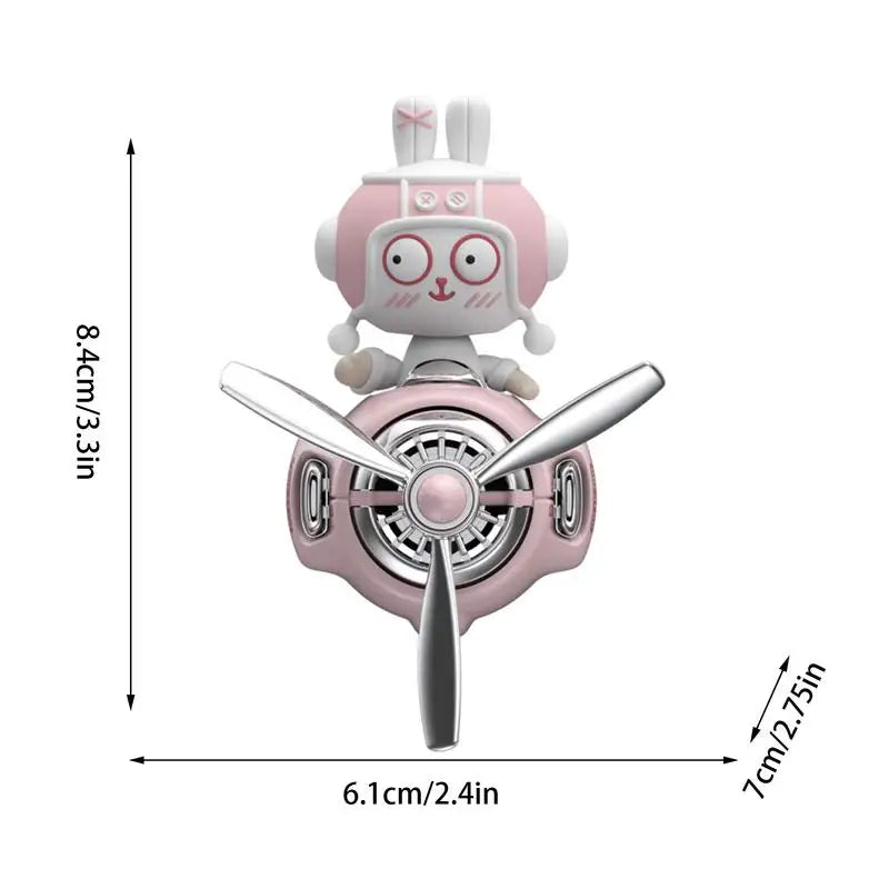 Car Perfume Diffuser Plane Bobblehead Bunny Pilot Aromatherapy Scent Diffuser Automotive Air Outlet Fan Decoration Rotating