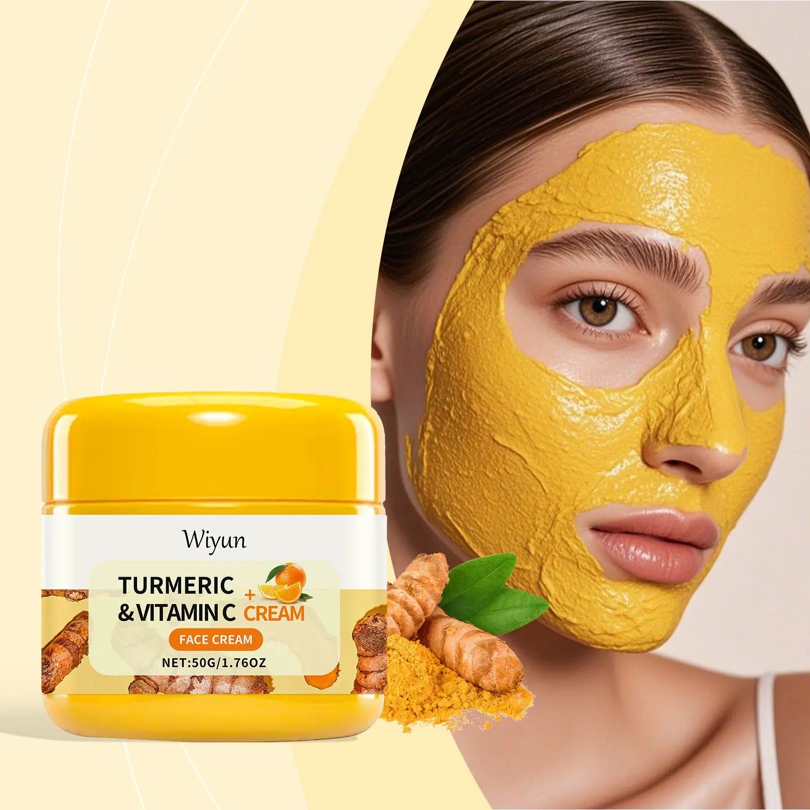 Turmeric Brightening Cream Fade Dark Spots Remove Pigmentation Smooth Fine Lines Lightening Lifting Moisturizing VC Facial Cream
