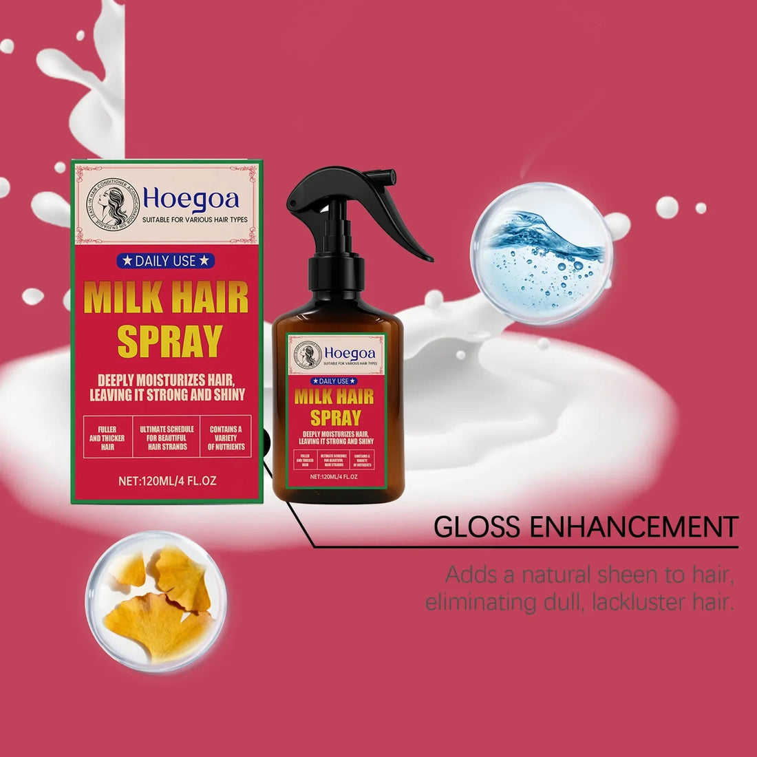 Milk Spray for Women – Hydrating Leave-In Conditioner & Detangler – Lightweight Moisturizing Hair Treatment for Dry Damaged Hair Halalzen