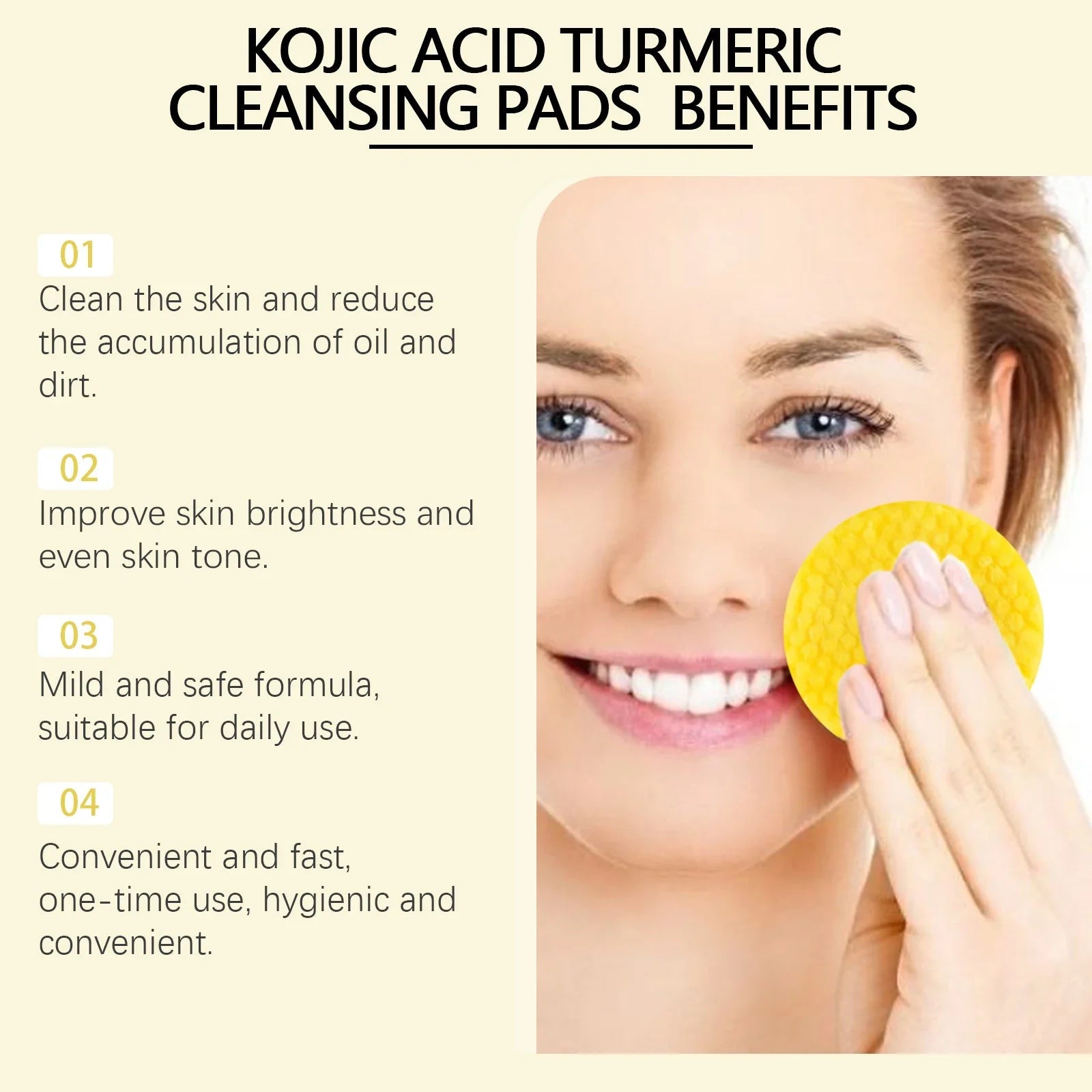 Turmeric Kojic Acid Cleansing Pads Exfoliating Pads Facial Sponges For Cleansing Exfoliating Daily Cleansing Skin Care Tools Halalzen