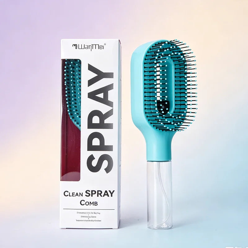 2 in 1 Built-in Spray Detangling Hair Brush Anti Static Reduce Frizz Even Mist Moisturizing Massage Comb Travel Styling Tool