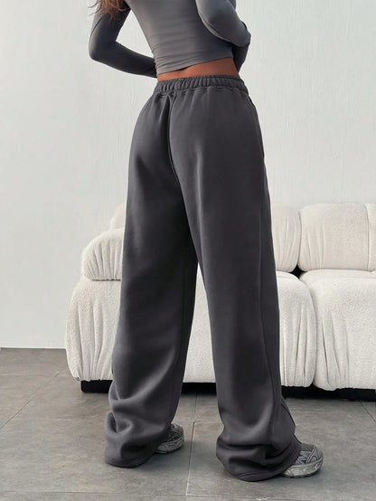 Women's Slant Pocket Wide Leg Sweatpants Elastic Waist Low Waist Loose Harajuku Sports Style Spring/Autumn Daily Street Trend