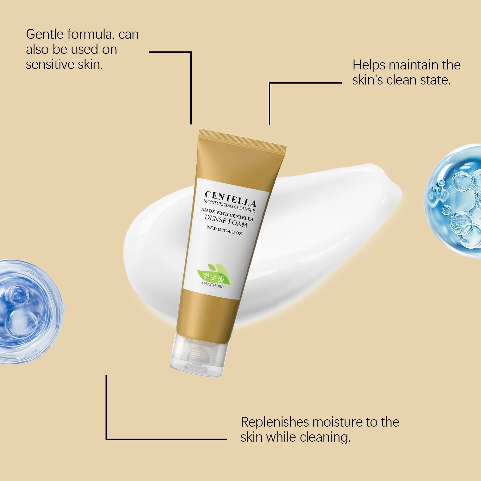 Centella Facial Cleanser Oil Control Acne Remover Blackhead Face Wash Foam Exfoliating Shrink Pore Hydrating Cleansing Skin Care Halalzen