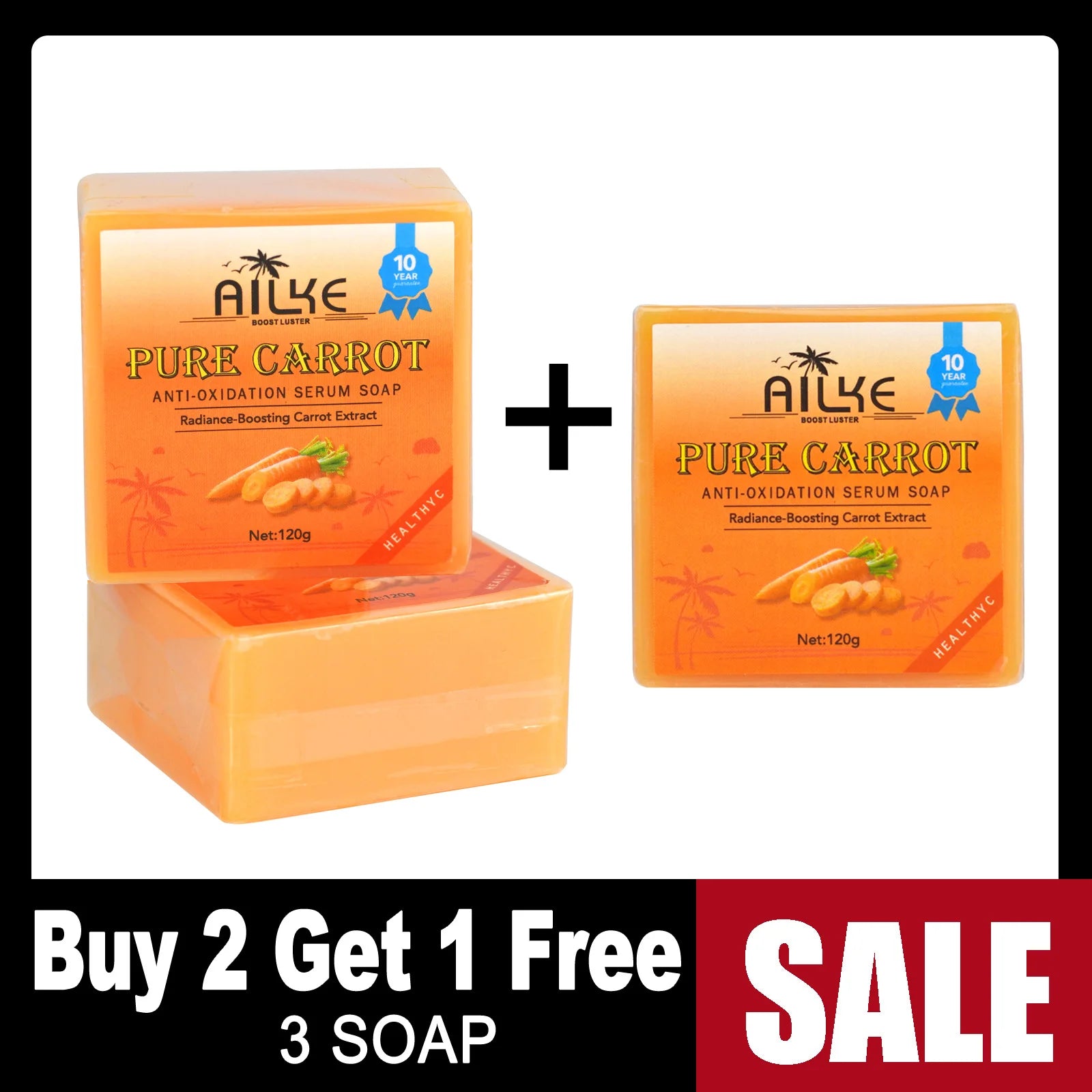 AILKE Pure Carrot Anti-Oxidation Serum Soap, Whitening, Clean Stains, Skin Brightening Soap Bar, With Vitamin C, For Body, Face Halalzen