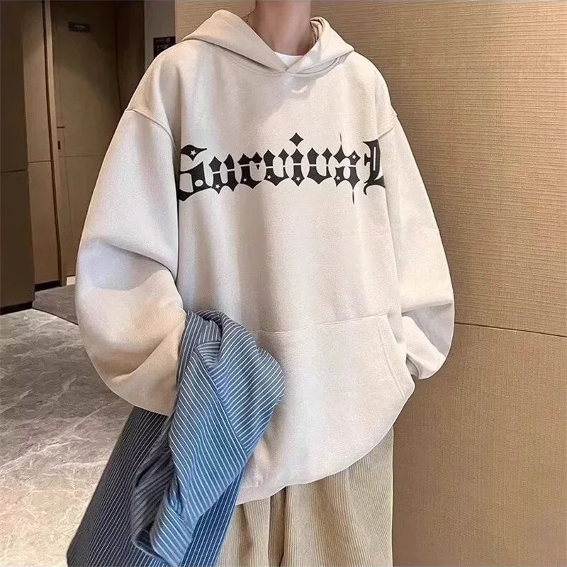 Autumn Gothic Spider Printed Hooded Sweatshirts Hombre Harajuku Streetwear Graphic Suede Hoodies Aesthetic Oversized Y2K Hoody