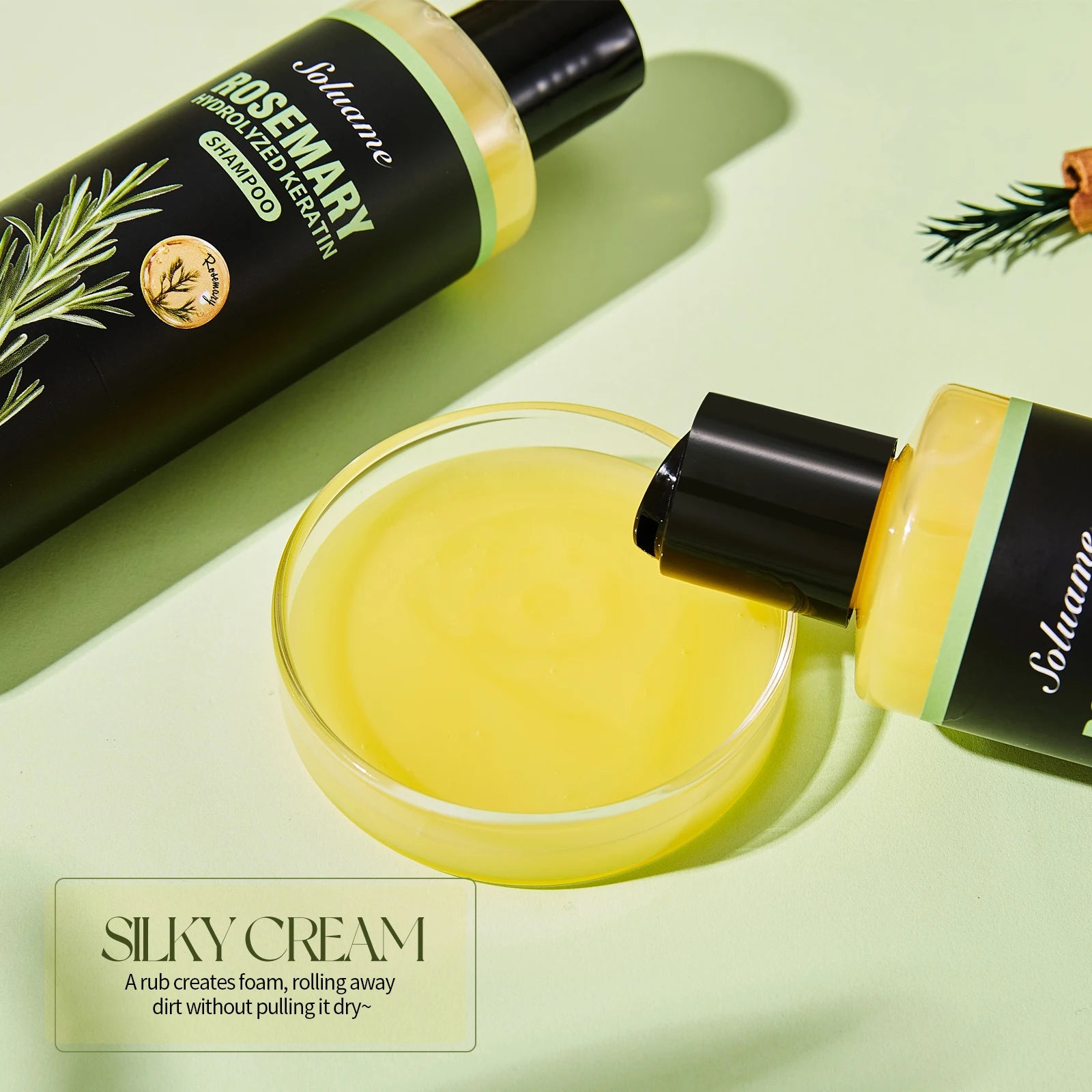 Rosemary Shampoo with Hydrolyzed Keratin - Soft, Smooth & Nourishing Hair Treatment, Cleansing for Dry, Frizzy Hair