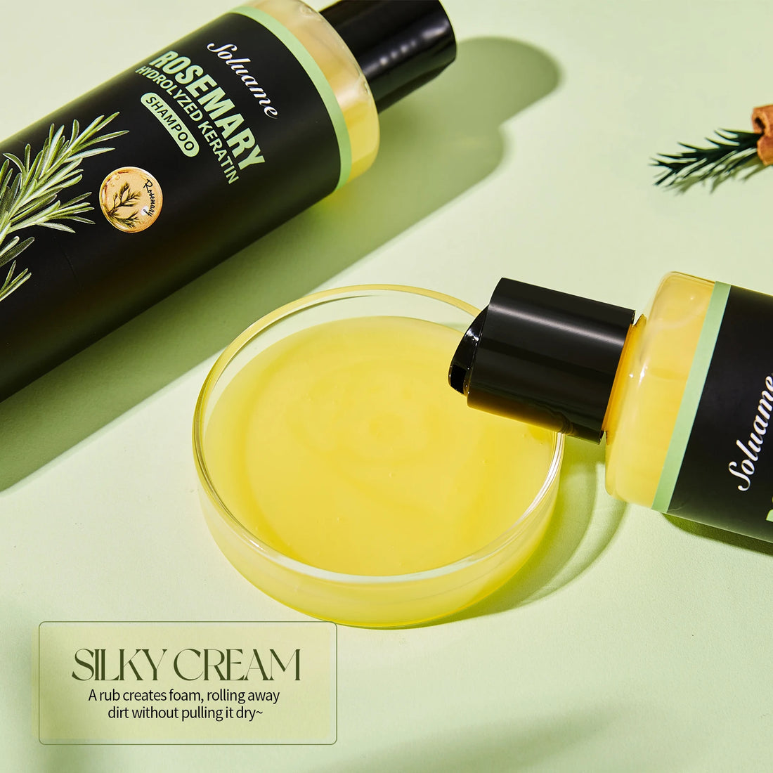 Rosemary Shampoo with Hydrolyzed Keratin - Soft, Smooth & Nourishing Hair Treatment, Cleansing for Dry, Frizzy Hair