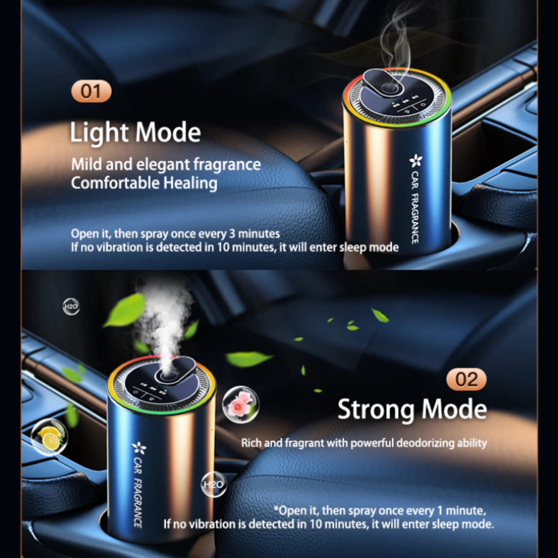 Smart Car Air Freshener with Star Projector & Essential Oil Diffuser - 50ml Long-Lasting Aroma Diffuser with Automatic On/Off