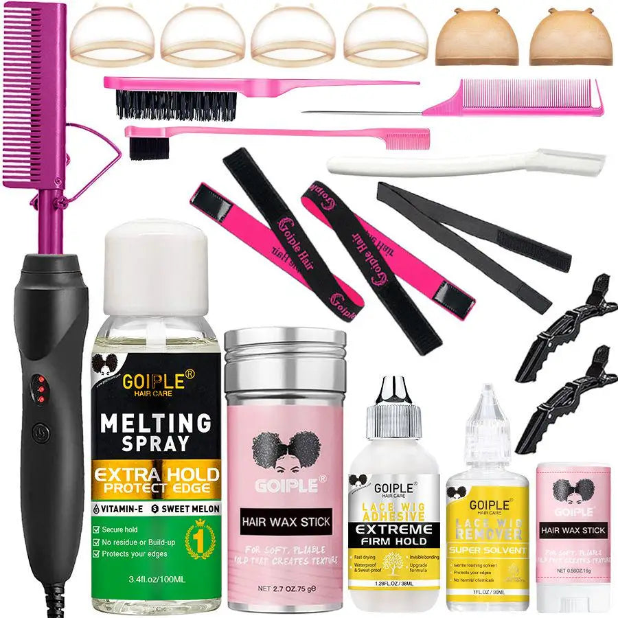 GOIPLE Electric Hot Comb Fast Heating Straightener Curling Iron Curler Brush Styling Tools for Hair Care Lace Wig Styling Set Halalzen