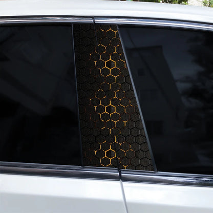 2pcs Polygonal Honeycomb Car Stickers Car Door Pillar Stickers Anti-Scratch Vinyl Stickers Car Center B Pillar DIY Stickers