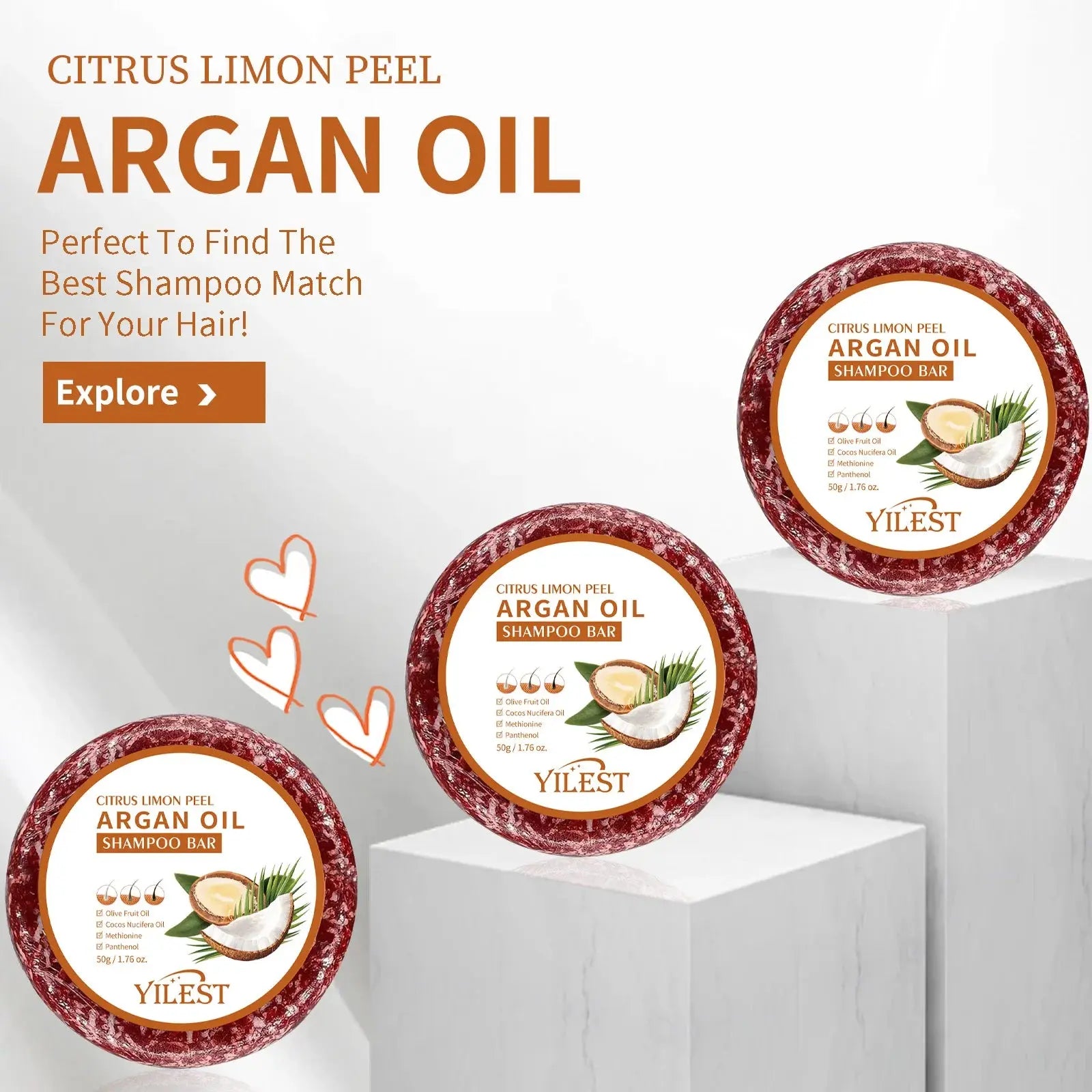 Argan Oil Shampoo Soap Bar Anti Hair Loss Repair Damaged Frizz Argan Oil Scalp Treatment Hair Care for Hair-Gentle Moisturizing Halalzen