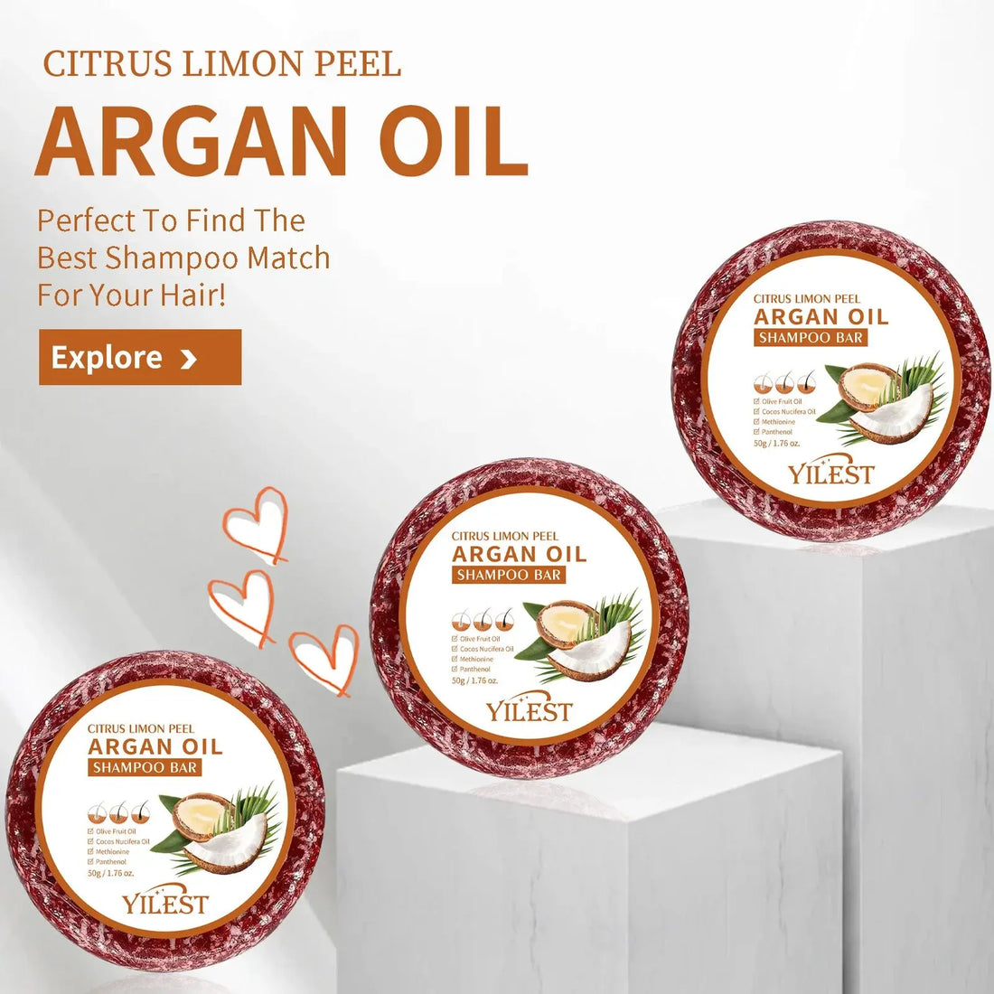 Argan Oil Shampoo Soap Bar Anti Hair Loss Repair Damaged Frizz Argan Oil Scalp Treatment Hair Care for Hair-Gentle Moisturizing Halalzen
