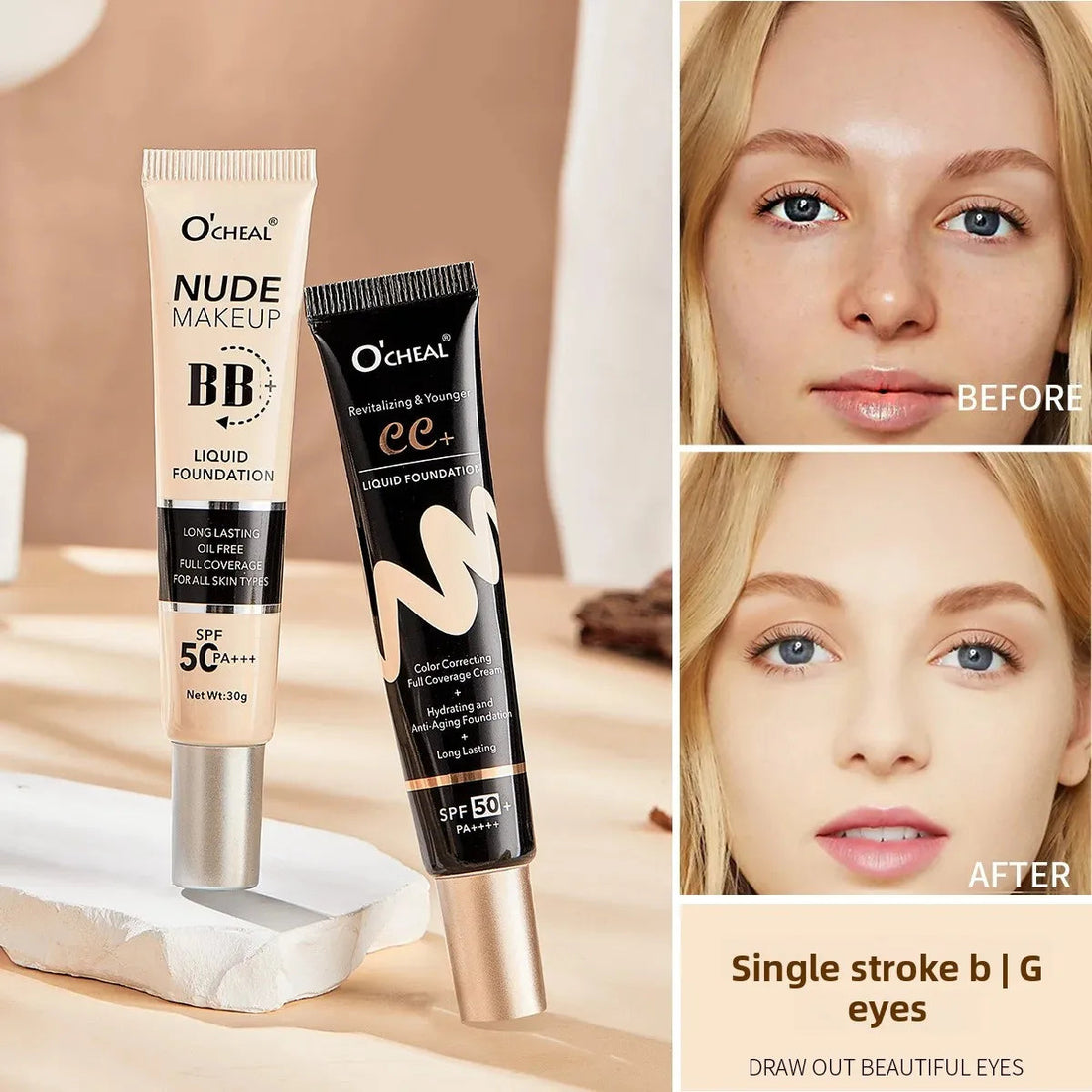 BB Cream SPF50 PA Plus Foundation Waterproof Long Lasting Brightening Primer Sunscreen Makeup Base Cosmetics For Women Halalzen