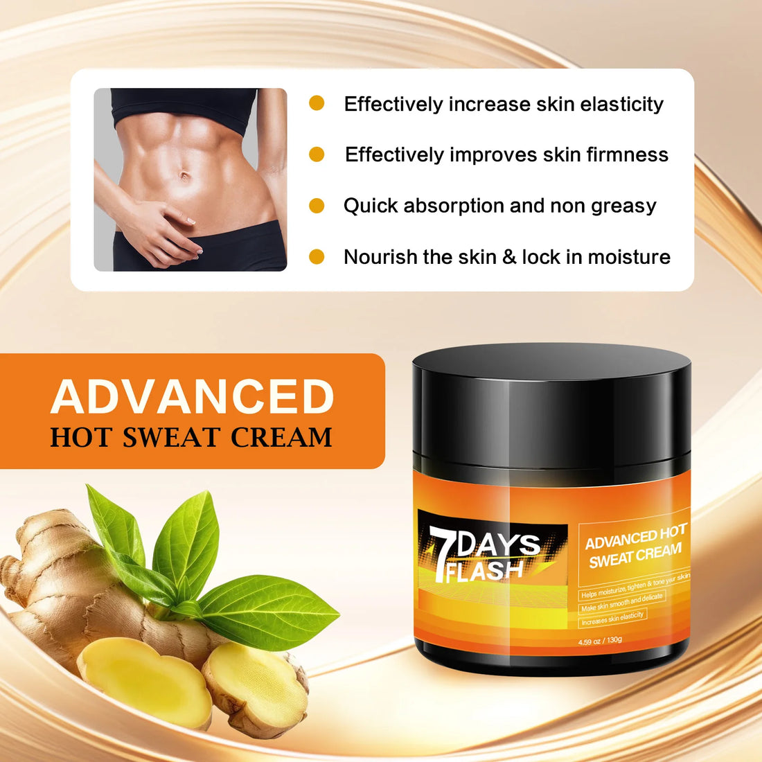 130g Ginger Firming Cream Skin Nature Smoother Tightening Cream for Leg Body Hydrating & Elasticity-Boosting Reduces Fine Lines