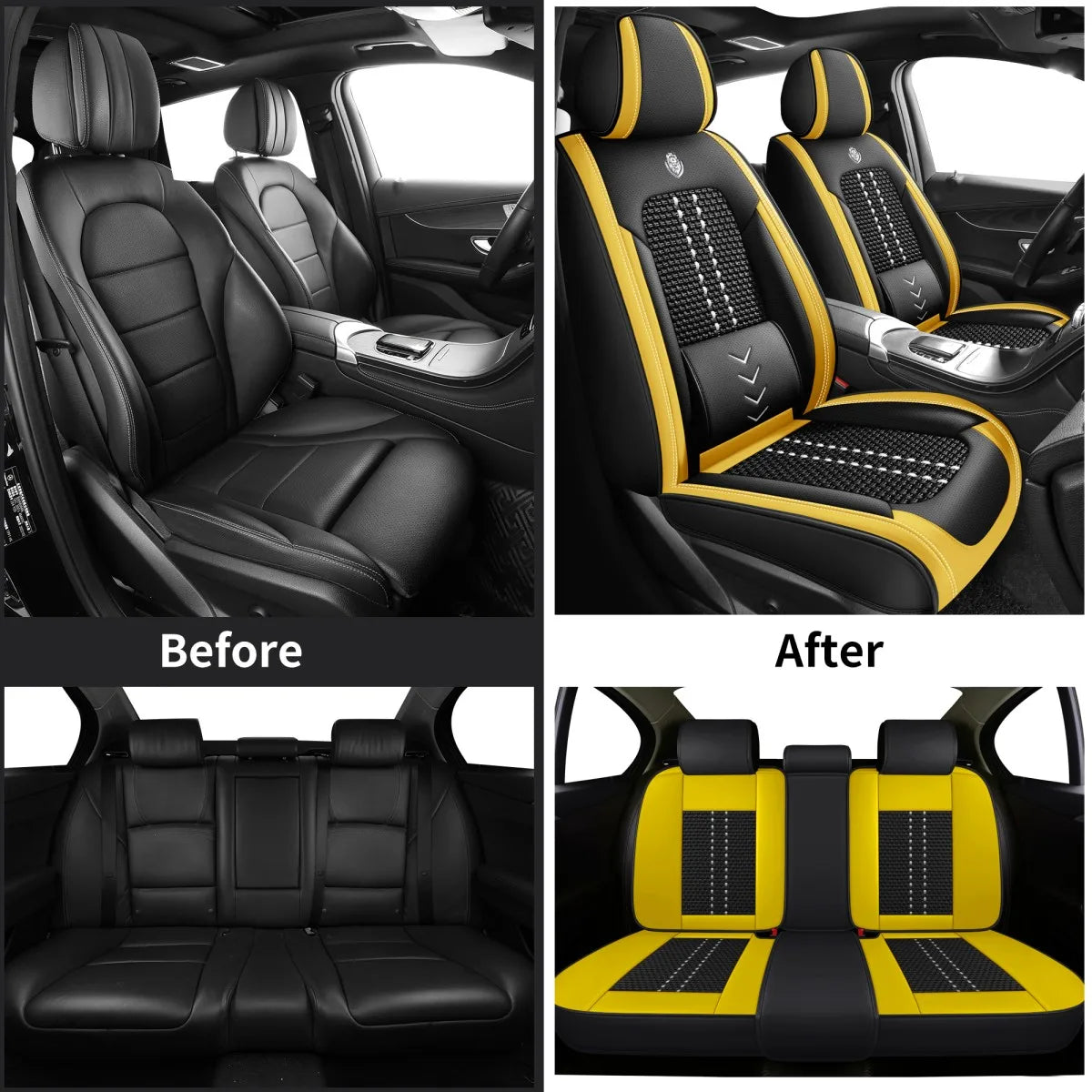 Universal leather car seat covers, full - enclosed installation, waterproof and easy to clean, 5 - piece set for the whole car