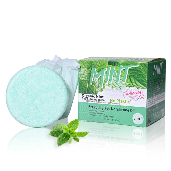 60g *3 in 1 Mint Shampoo Handmade Soap for Oil Control Dandruff Removal Balance Water and Oil Halalzen