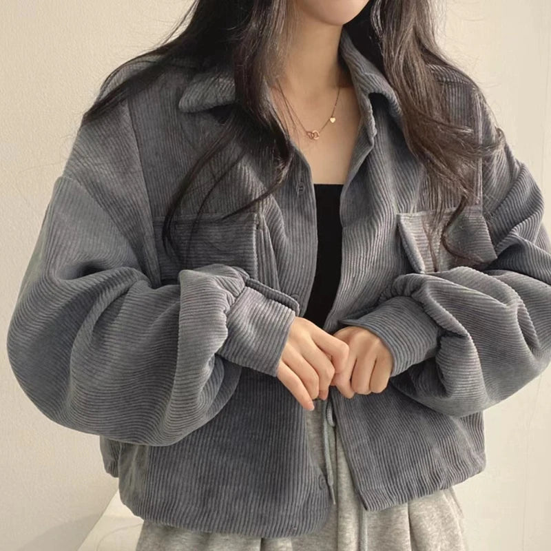 Autumn Retro Versatile Single Breasted Turndown Collar Long Sleeved Jacket for Women Coffee Casual with Pockets Loose Coat