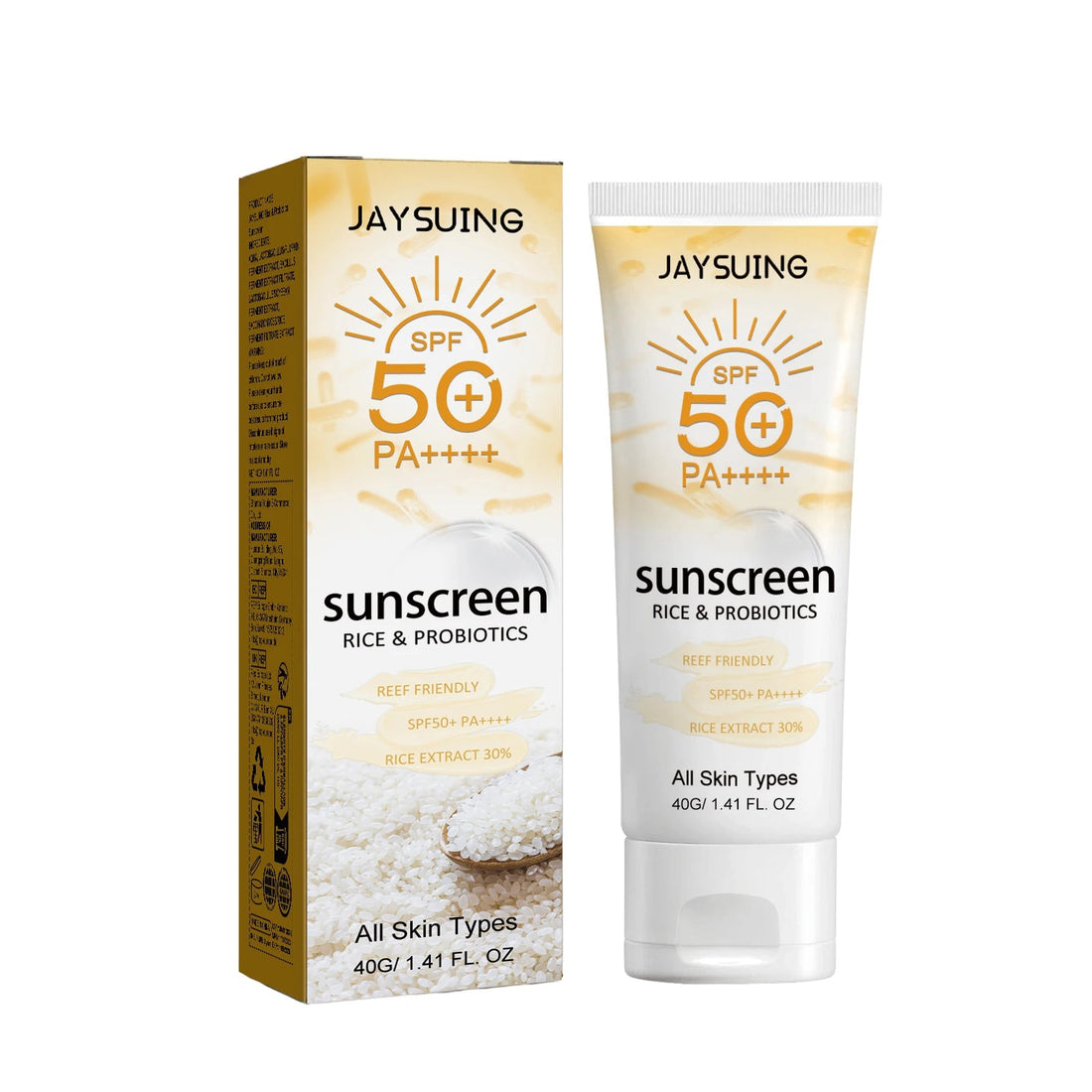 Probiotic Organic Rice Sunscreen Prevent Tanning Reduce Risk Sunburn Waterproof Broad Spectrum Protection UV Resistant Lotion Halalzen