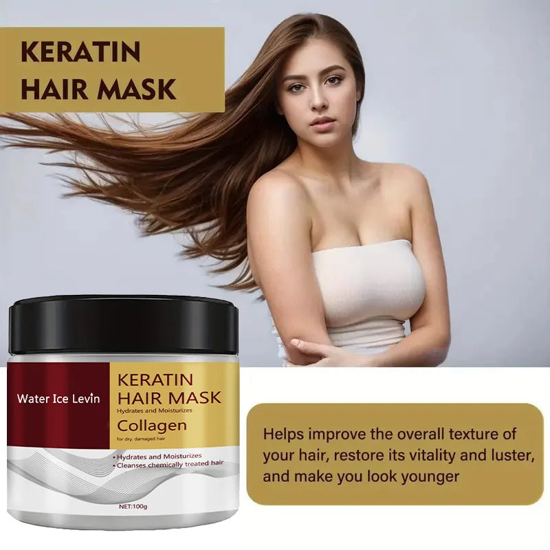 Keratin Hair Mask with Collagen, Hydrates & Moisturizes for Dry Damaged Hair, Enhances Softness, Shine & Elasticity Halalzen